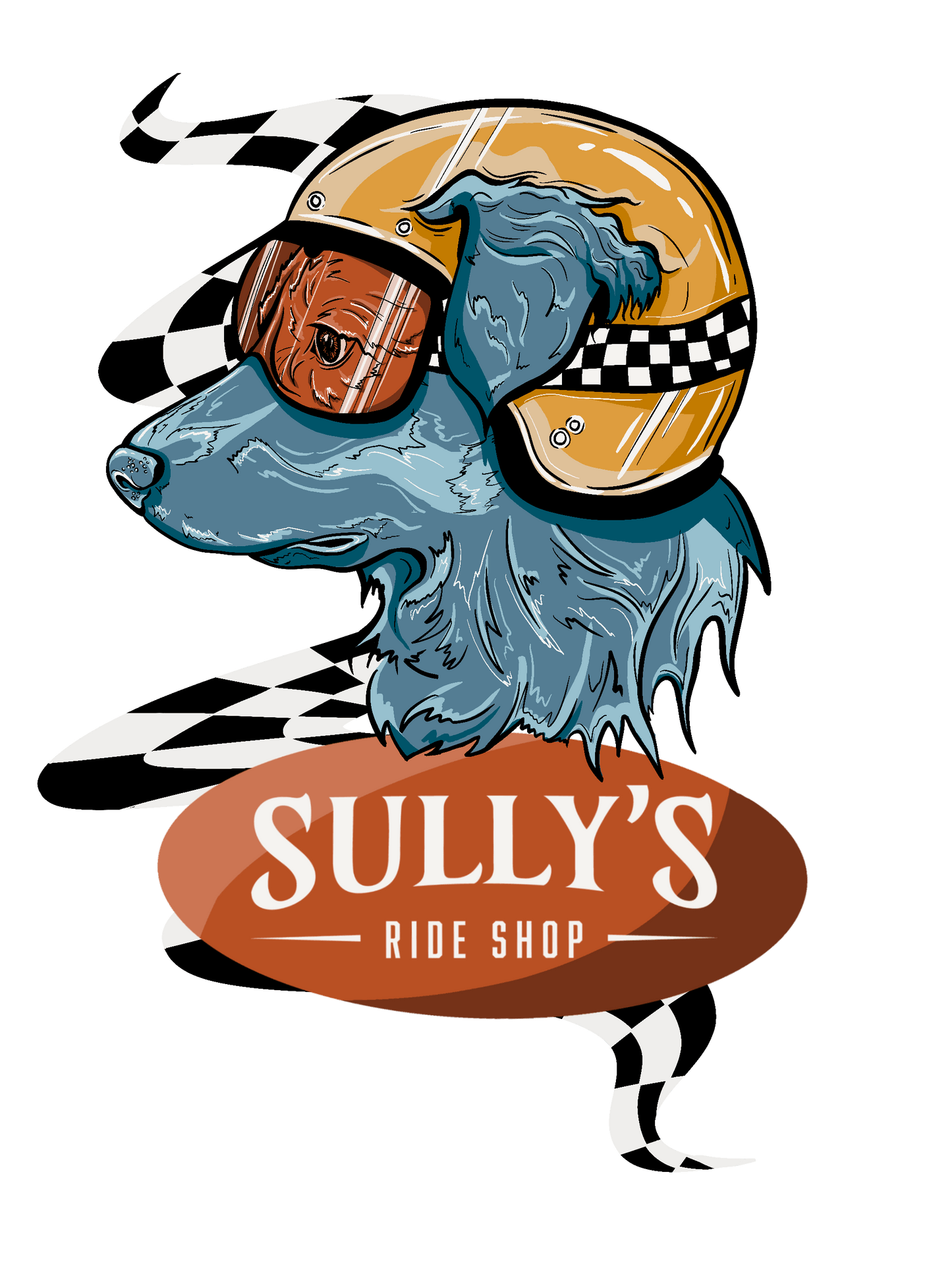 Sully Ready to Ride Sticker blue dog racing helmet design