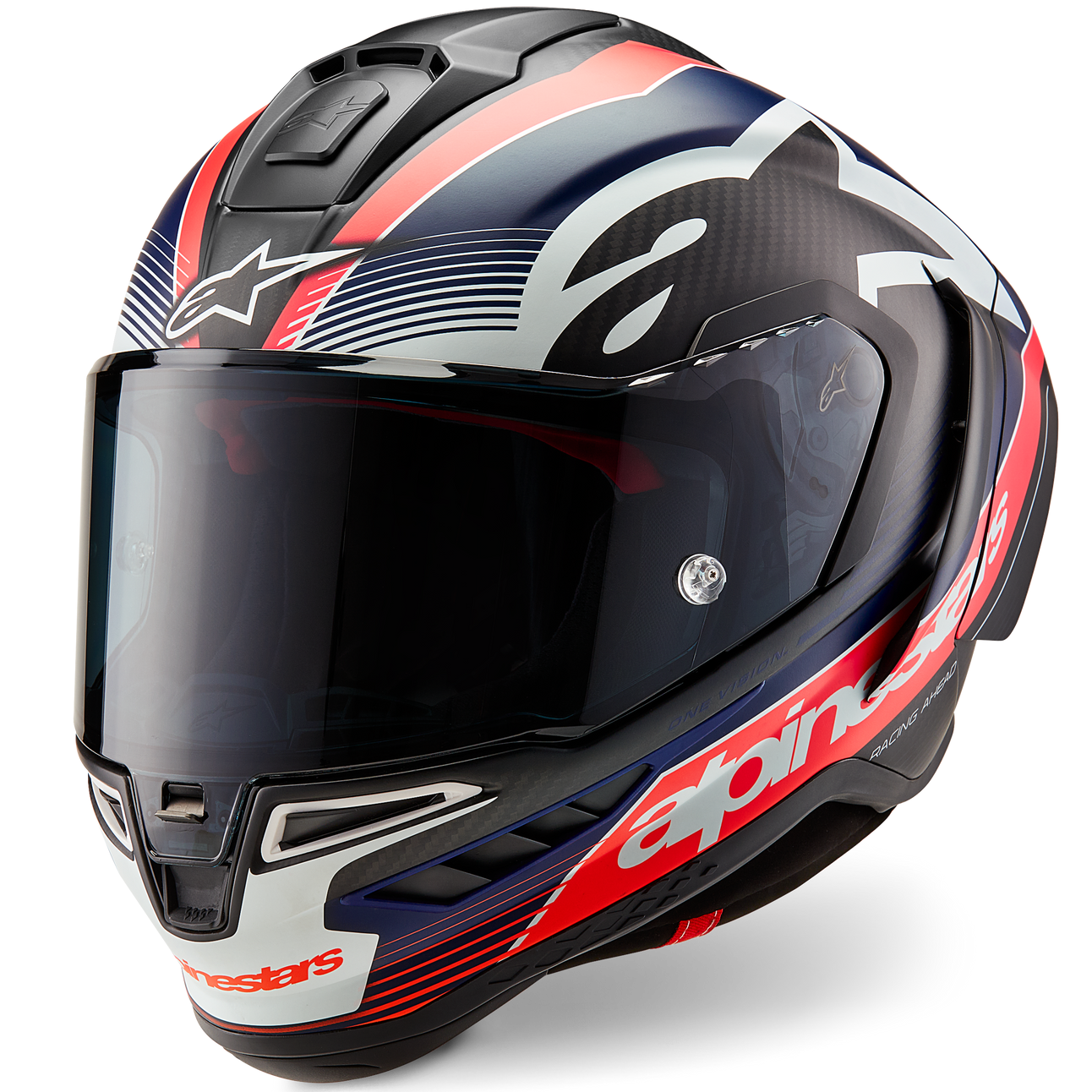 Alpinestars Supertech R10 Team Helmet - Matte Black/Carbon Red Fluo/Blue