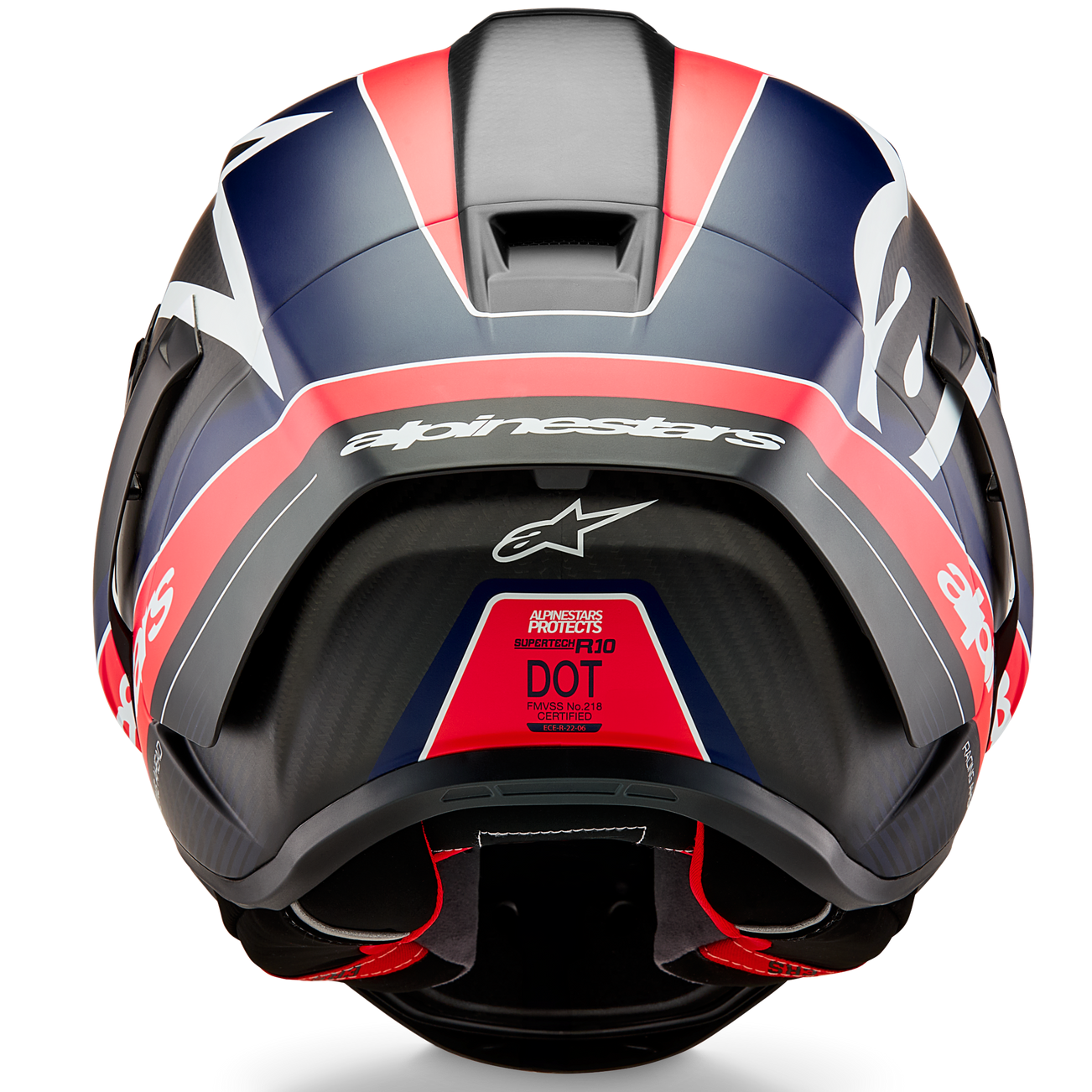 Alpinestars Supertech R10 Team Helmet - Matte Black/Carbon Red Fluo/Blue