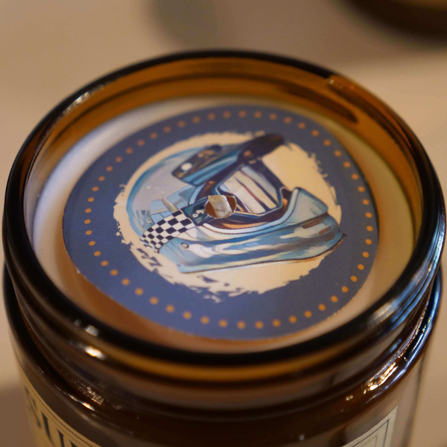 Sully's Large Candle hidden label design under lid