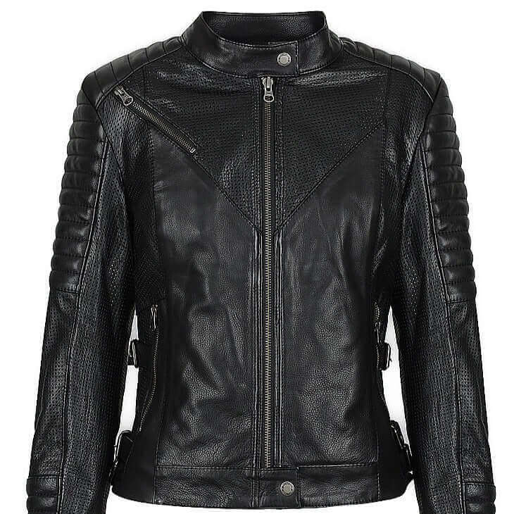 A front view of the Black Arrow Moto Wild and Free leather motorcycle jacket