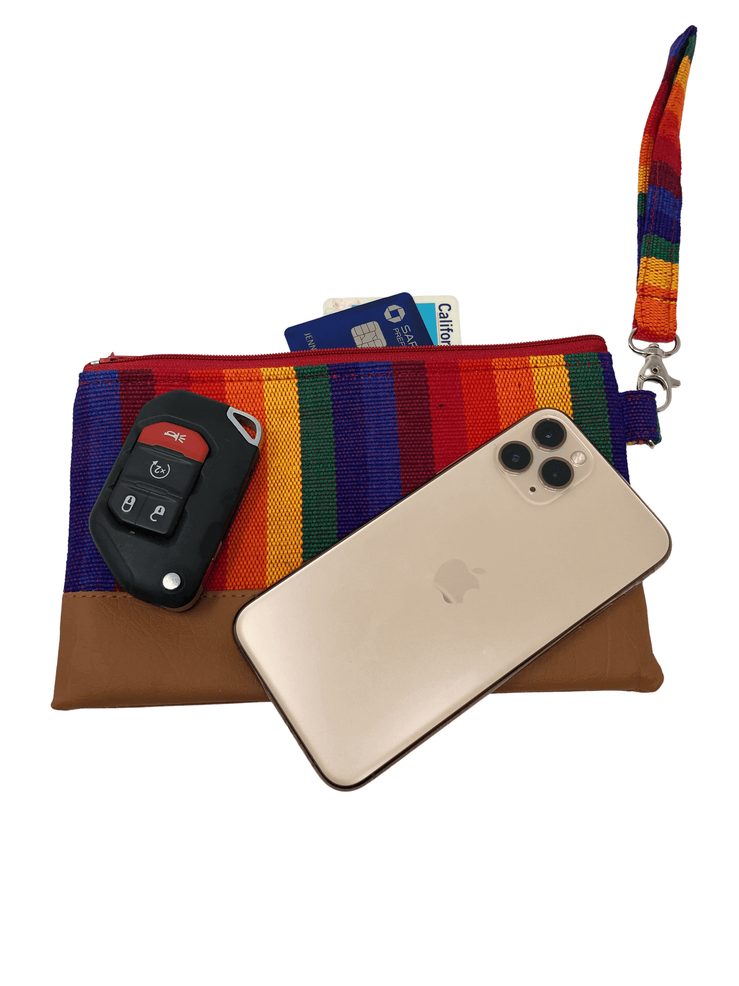 A Case of the Stripes Wristlet rainbow design back