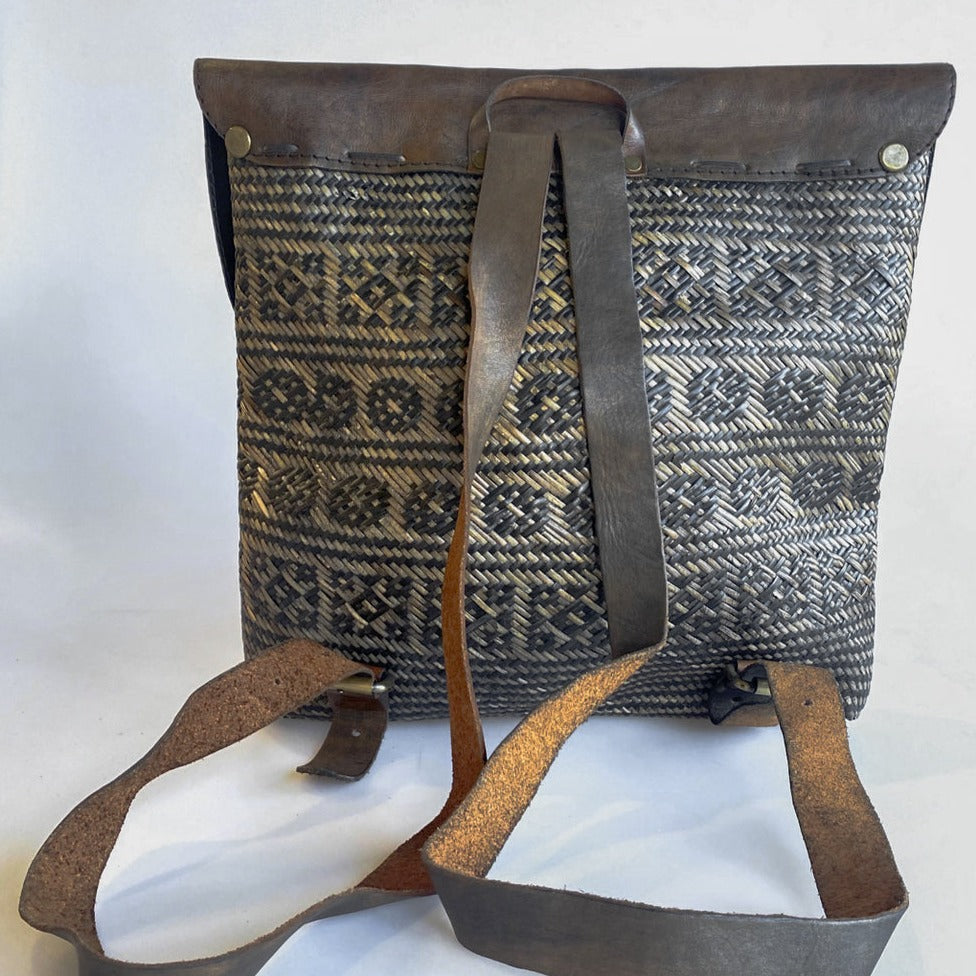 Rustic Rattan/Leather Satchel