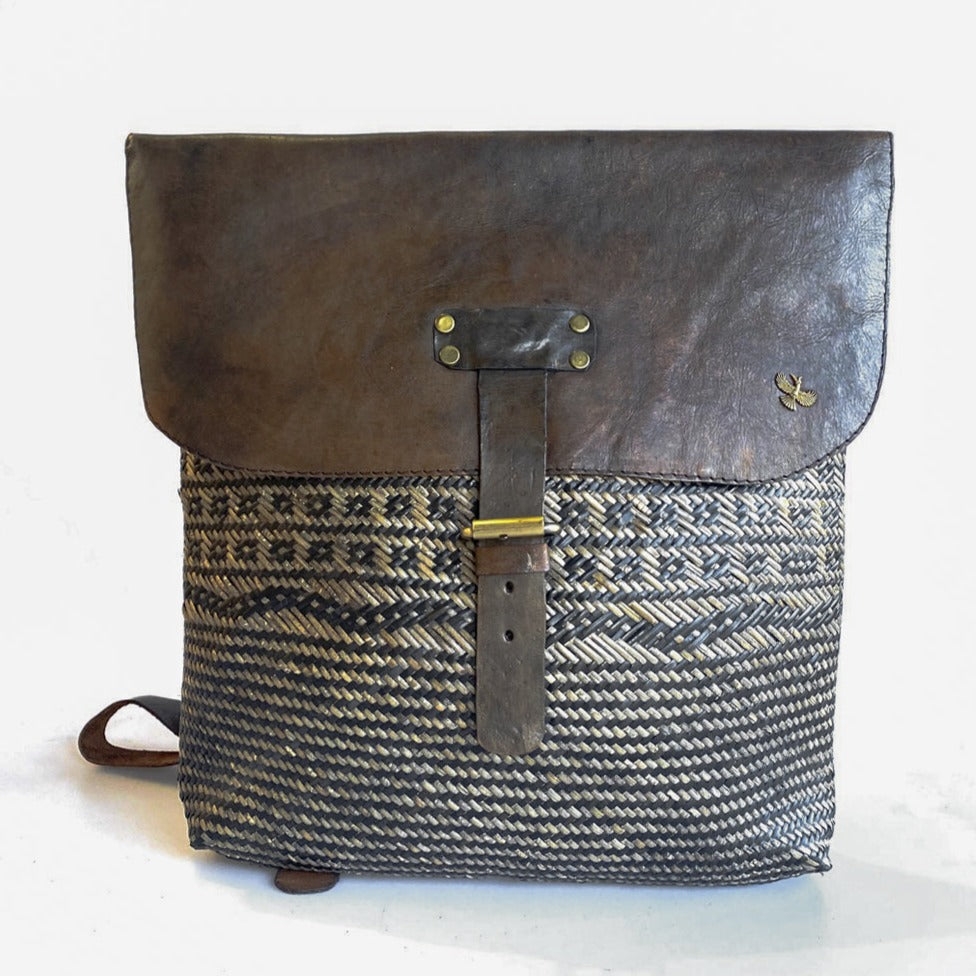 Rustic Rattan/Leather Satchel
