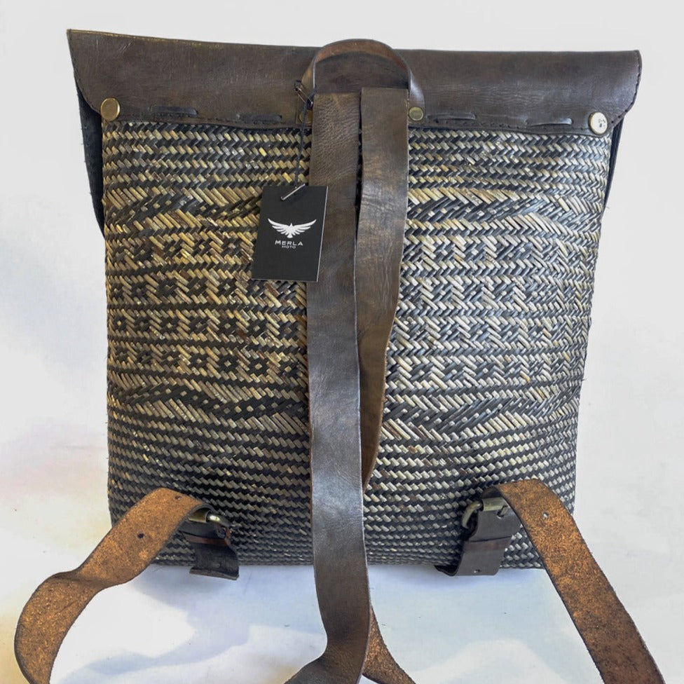 Rustic Rattan/Leather Satchel