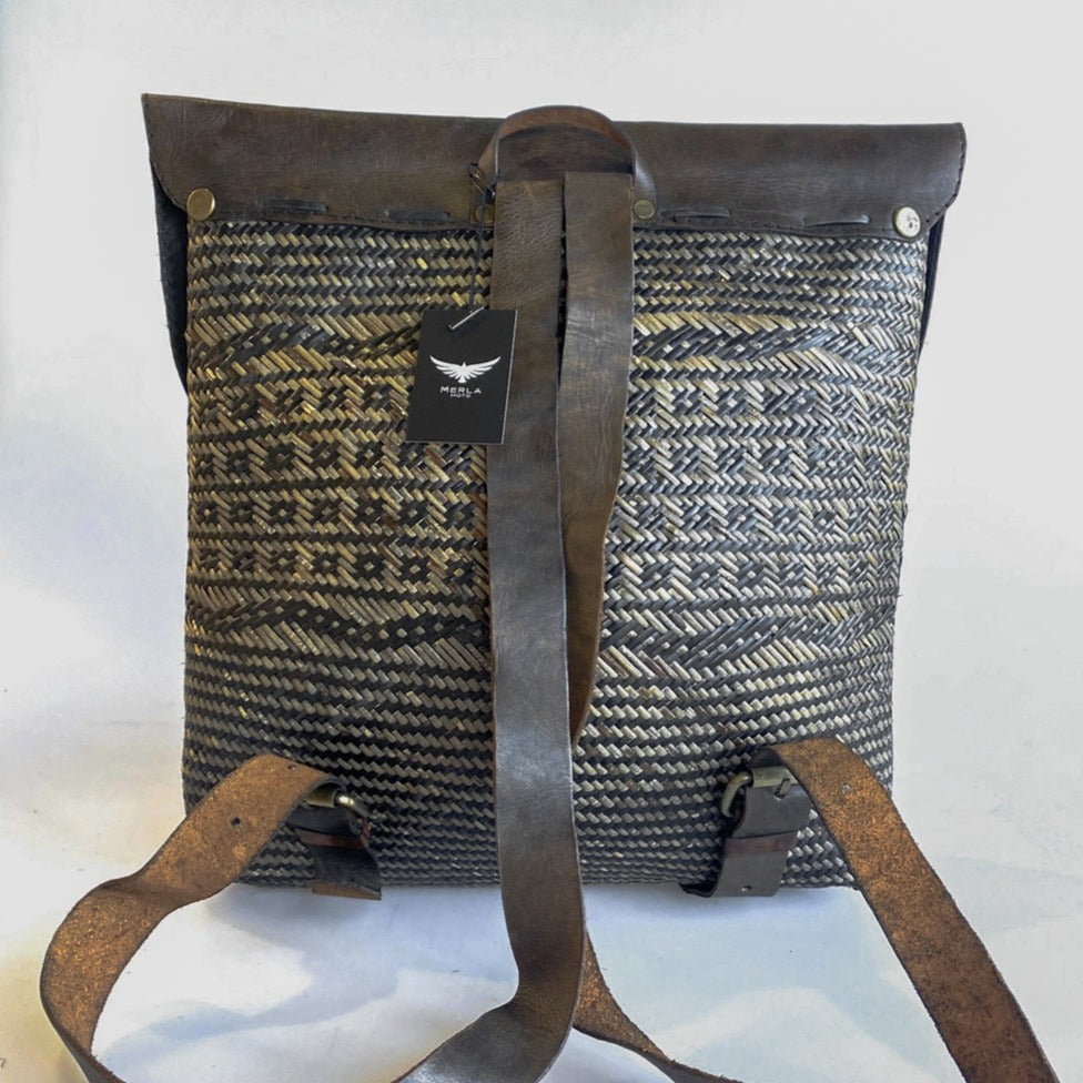 Rustic Rattan/Leather Satchel