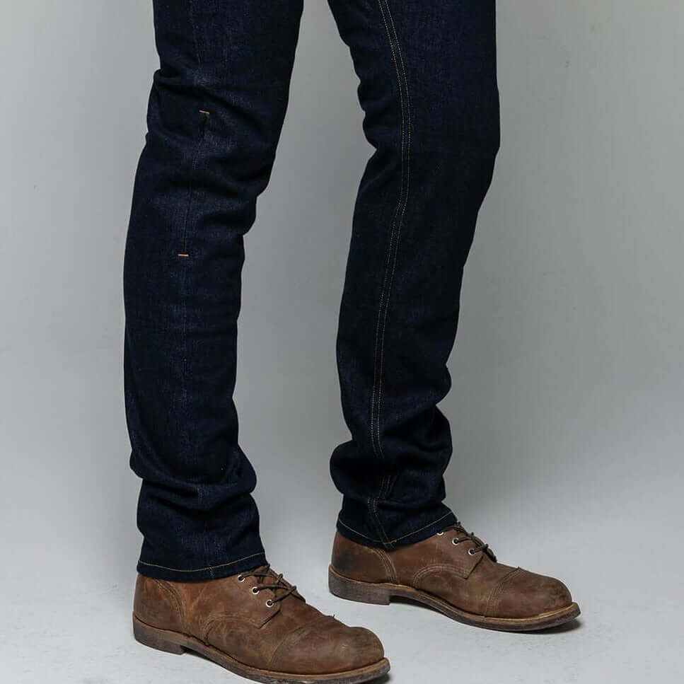 Tobacco Motorwear Ironsides Indigo Armored Jeans cuffed