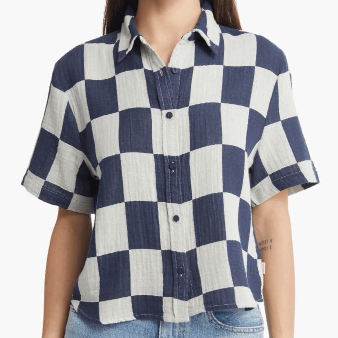 Mykonos Boxy S/S Woven - Washed Navy