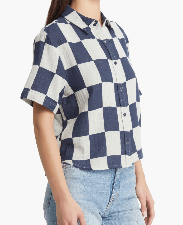 Mykonos Boxy S/S Woven - Washed Navy