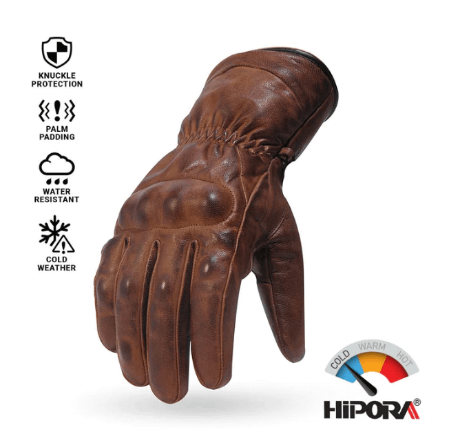 Torc Brown Antique Donner Motorcycle Gloves Front