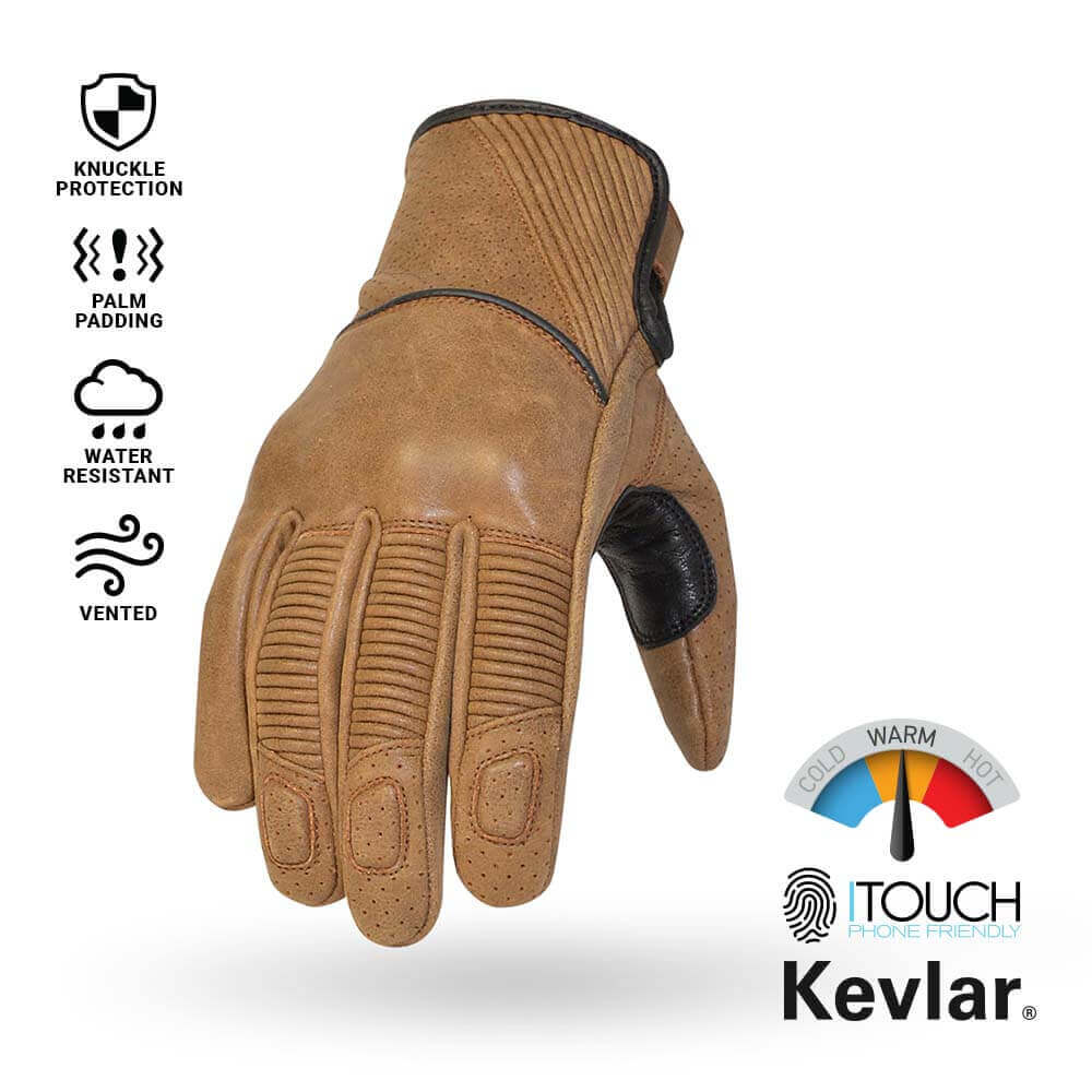 Torc Escondido tan motorcycle gloves front