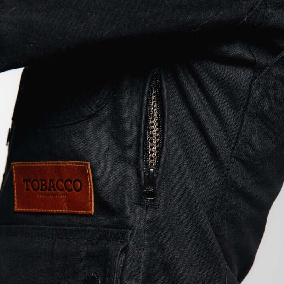 Tobacco Motorwear Women's McCoy Jacket Black female model side pocket