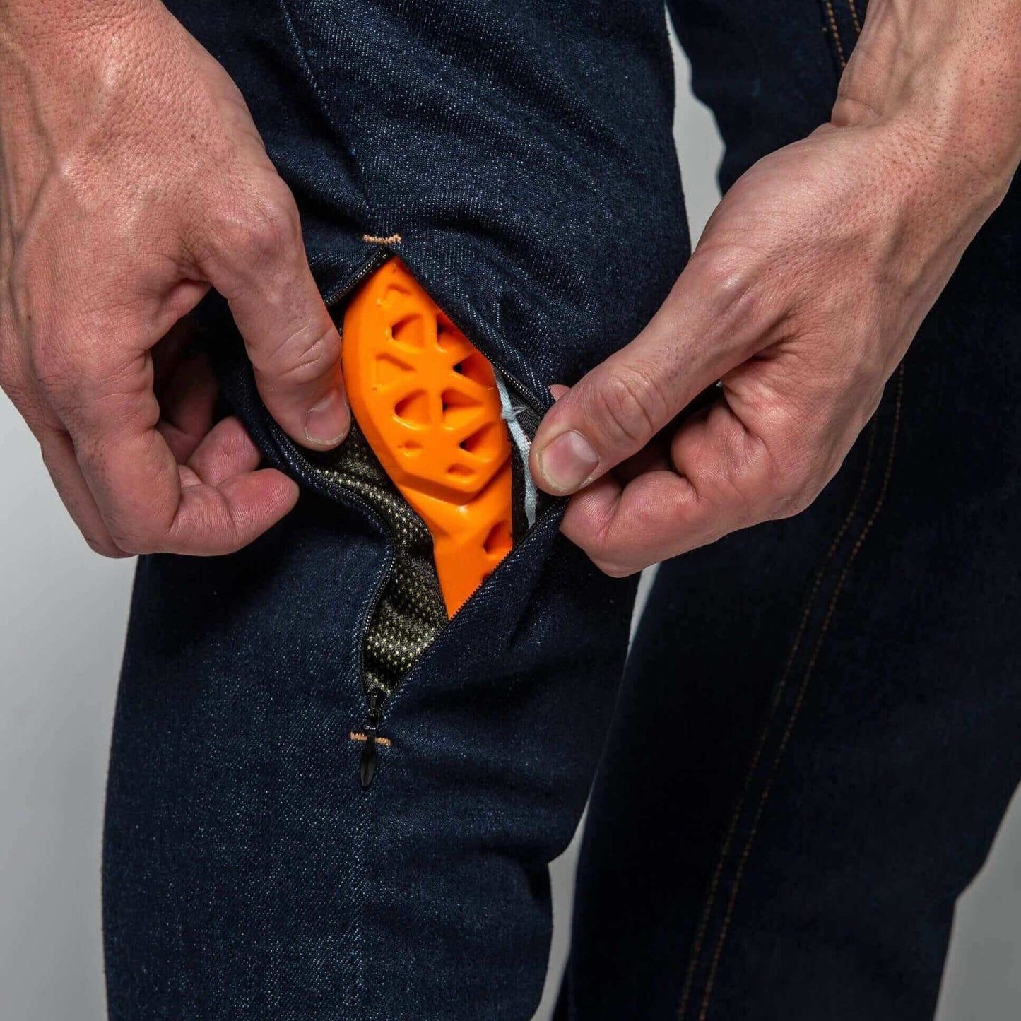 Tobacco Motorwear Ironsides Indigo Armored Jeans hidden knee armor