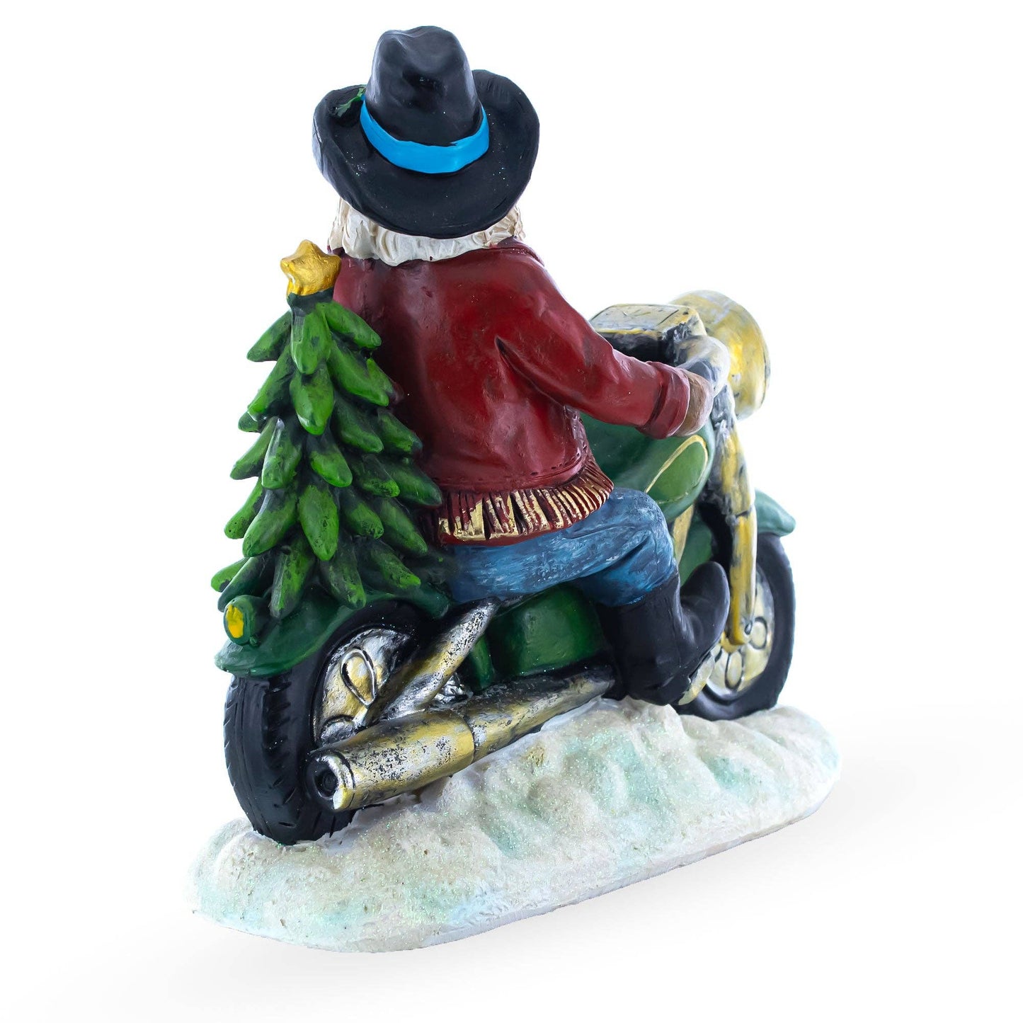 Santa the Cowboy Riding Motorcycle LED Light Figurine