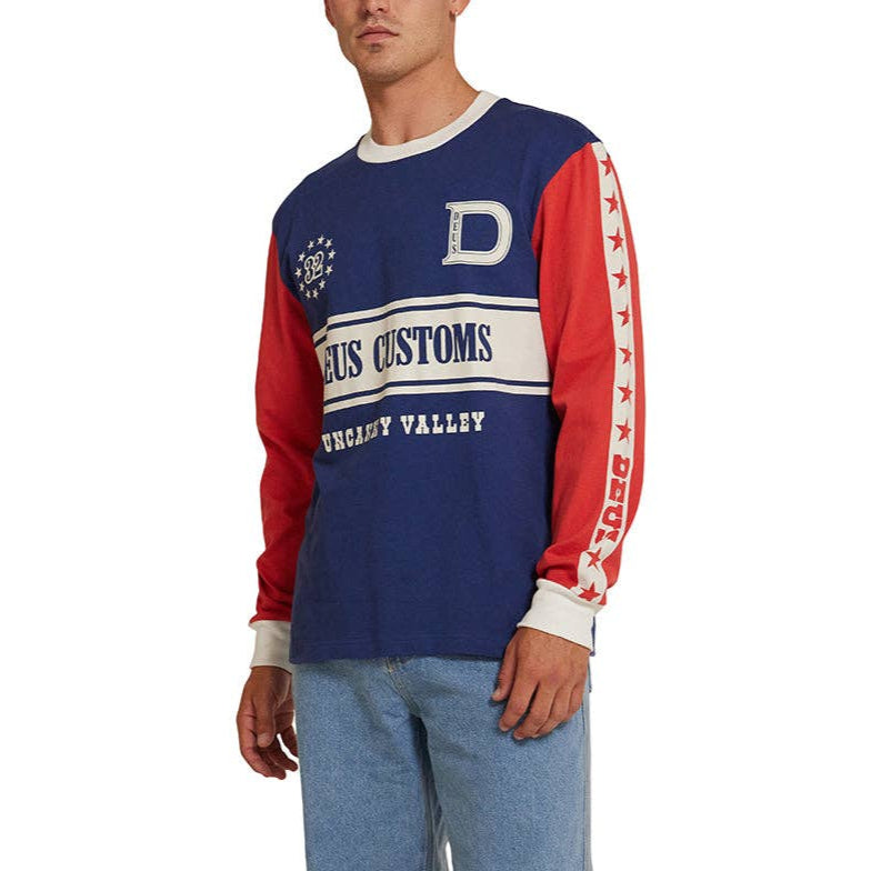 Round Up Long Sleeve Tee - Red-Blue