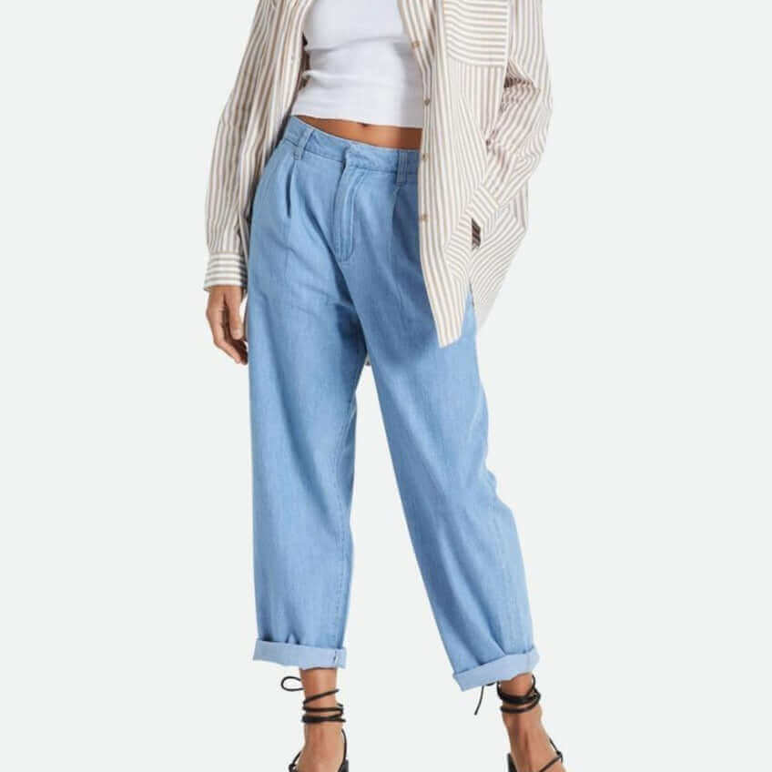 Brixton Victory Trouser Pant Faded Indigo female model front relaxed