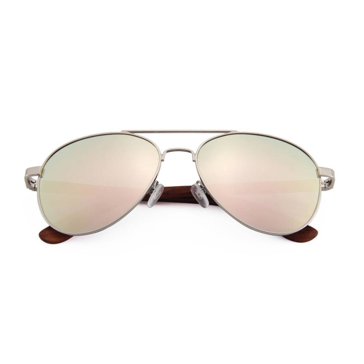 Real Zebra Wood Silver Framed Classic Aviators by WUDN