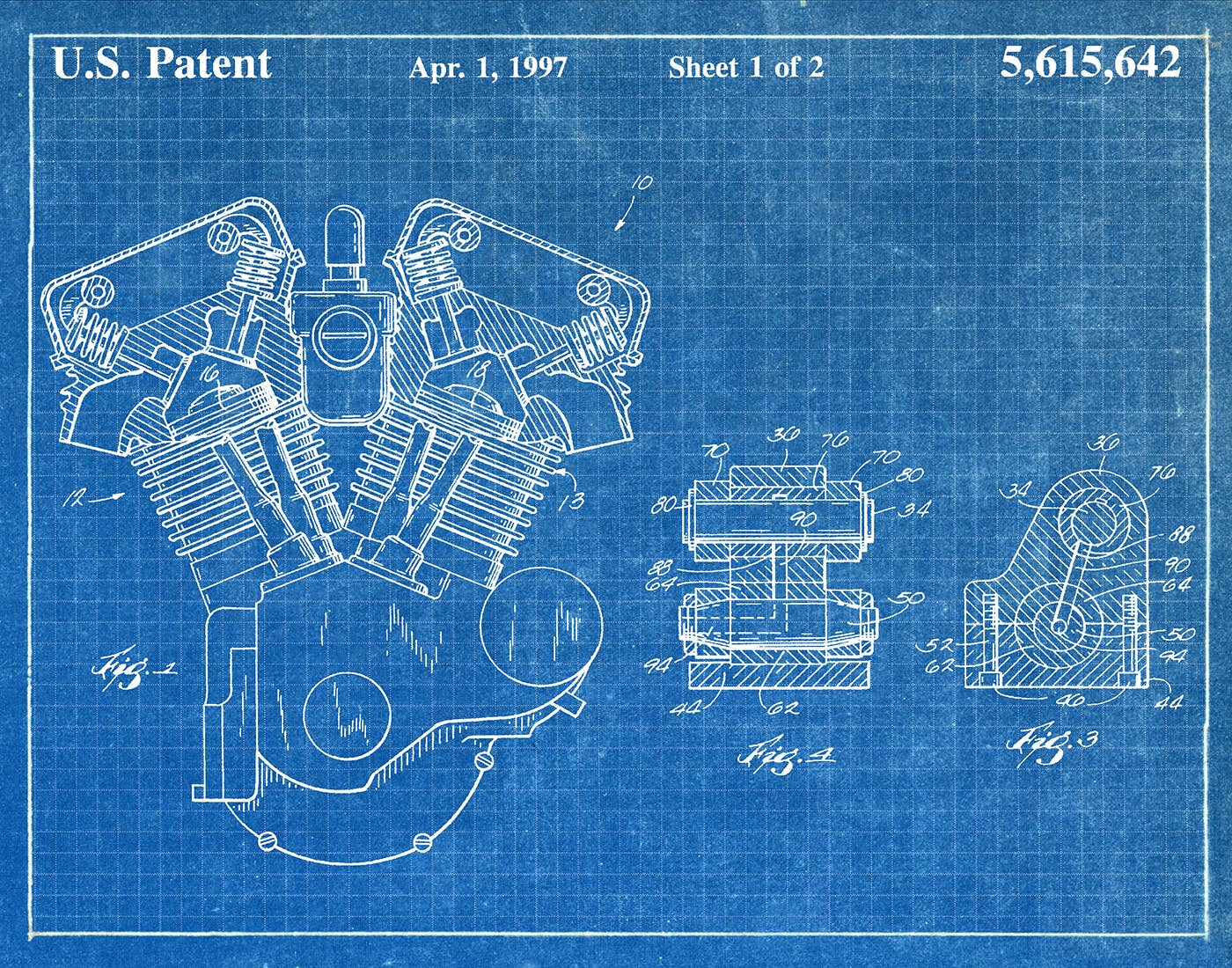 Harley Engine 1997 Patent Art Print