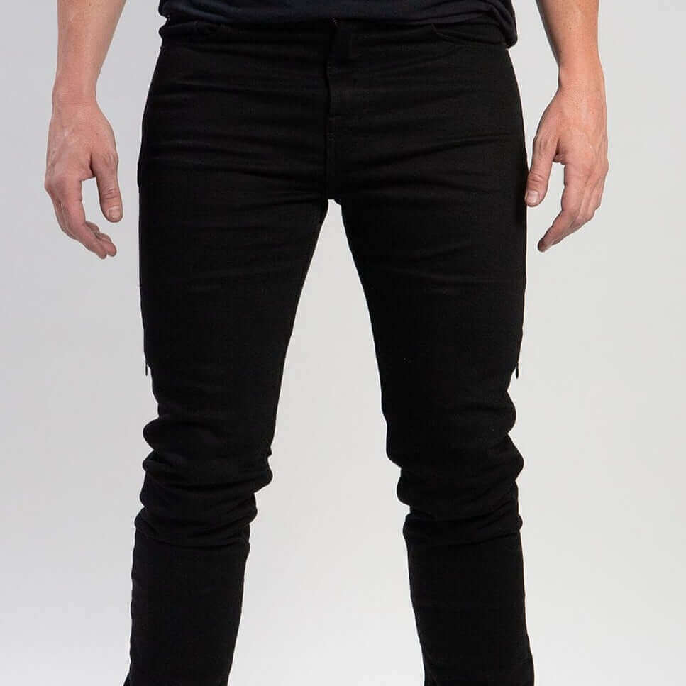 Tobacco Motorwear Ironsides Black Armored Jeans male model back