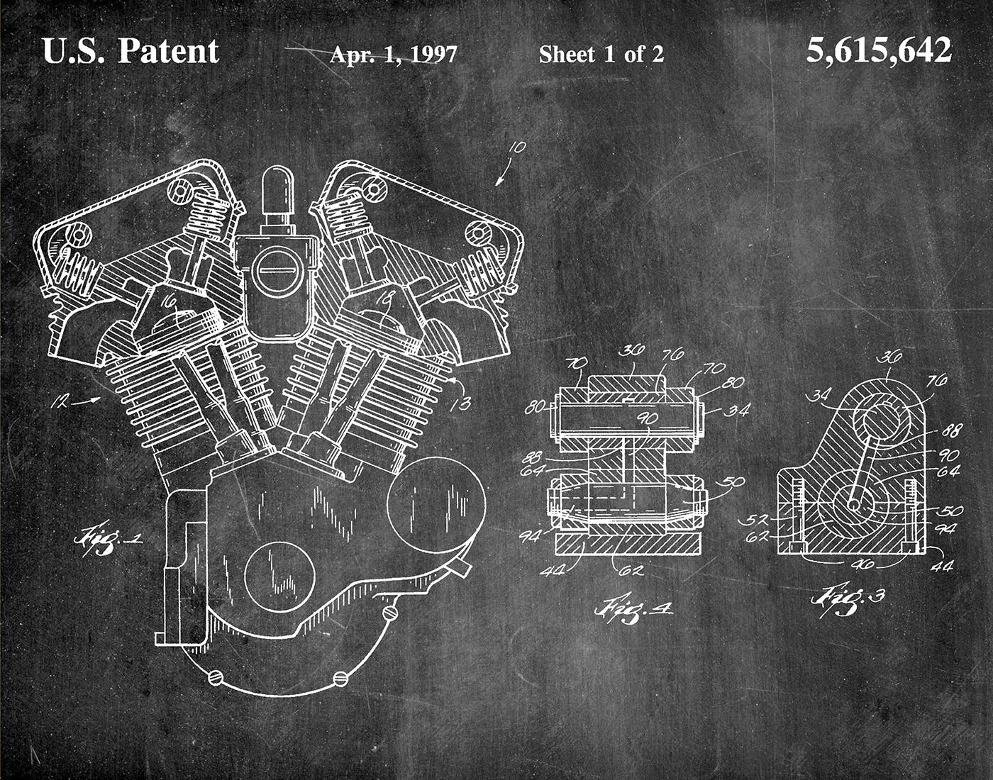 Harley Engine 1997 Patent Art Print