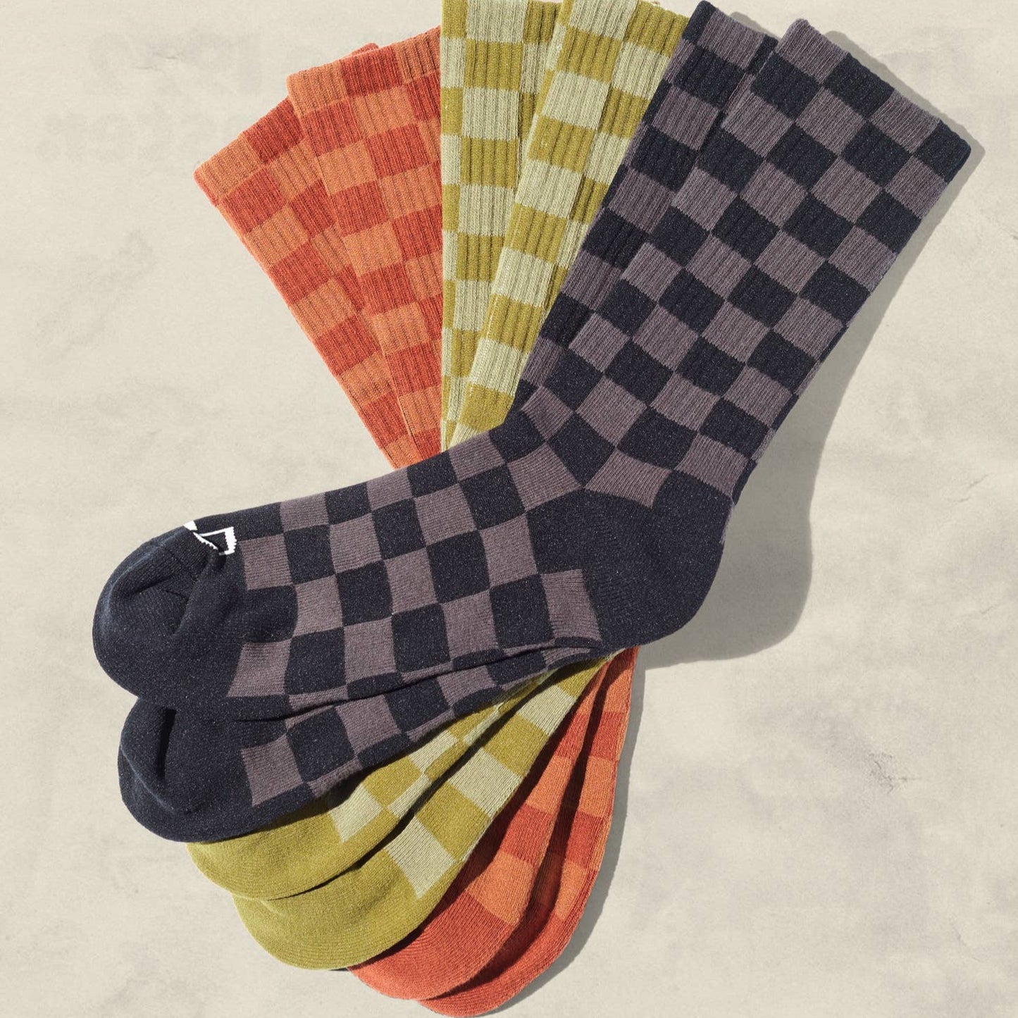 Tonal Checkerboard Socks: Rust