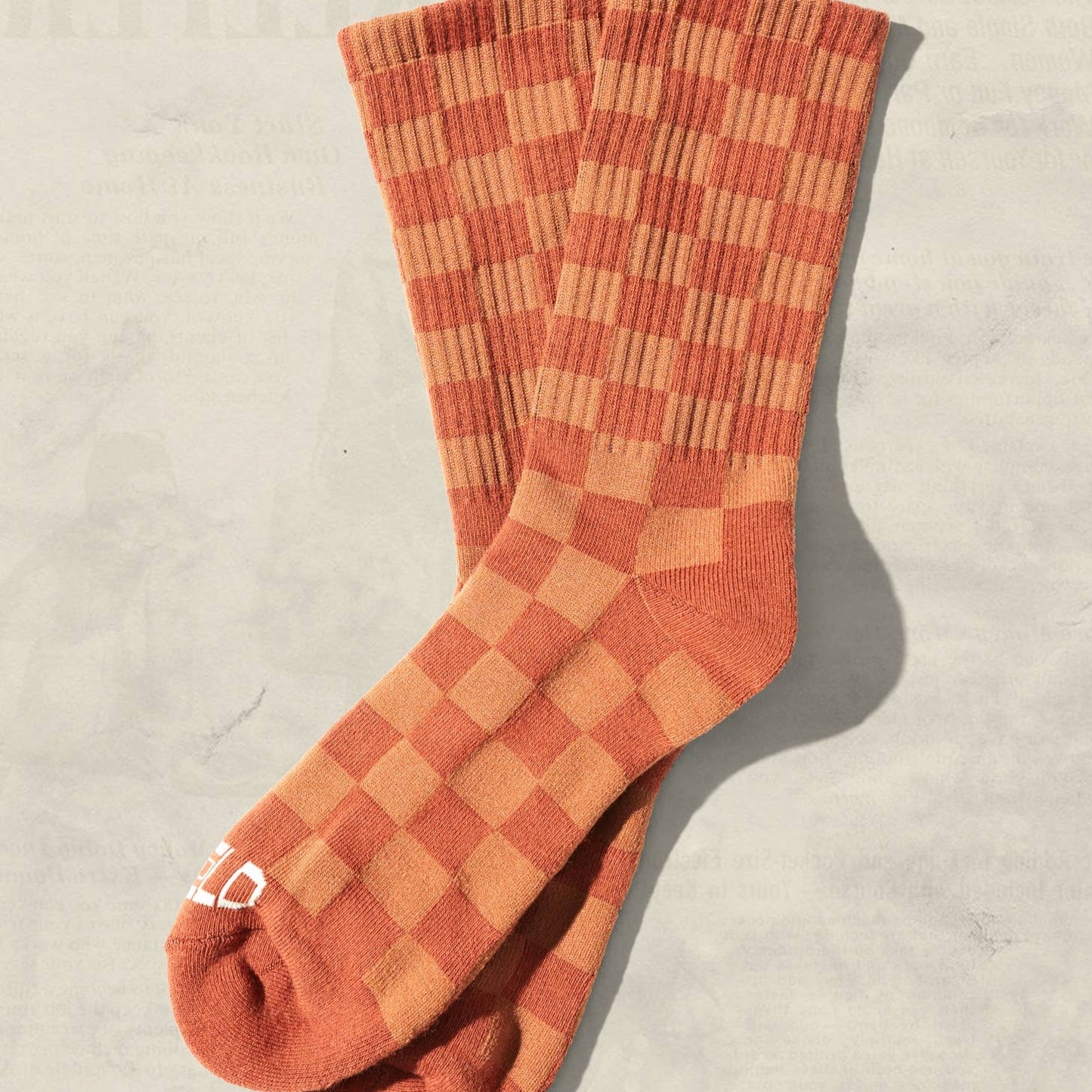 Tonal Checkerboard Socks: Rust