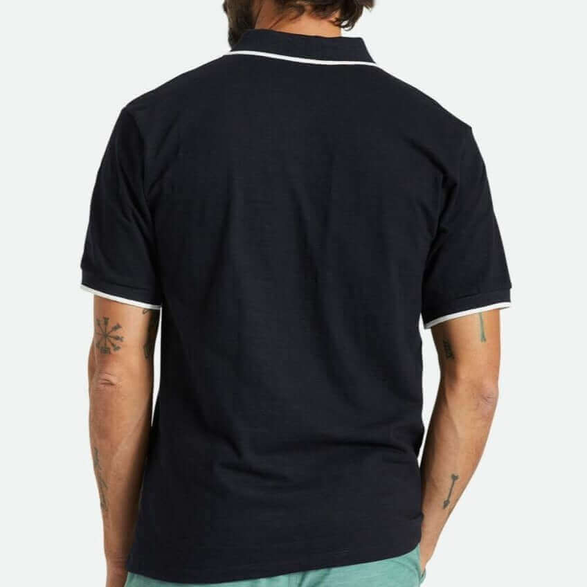 Brixton Proper S/S Polo Knit Black male model back