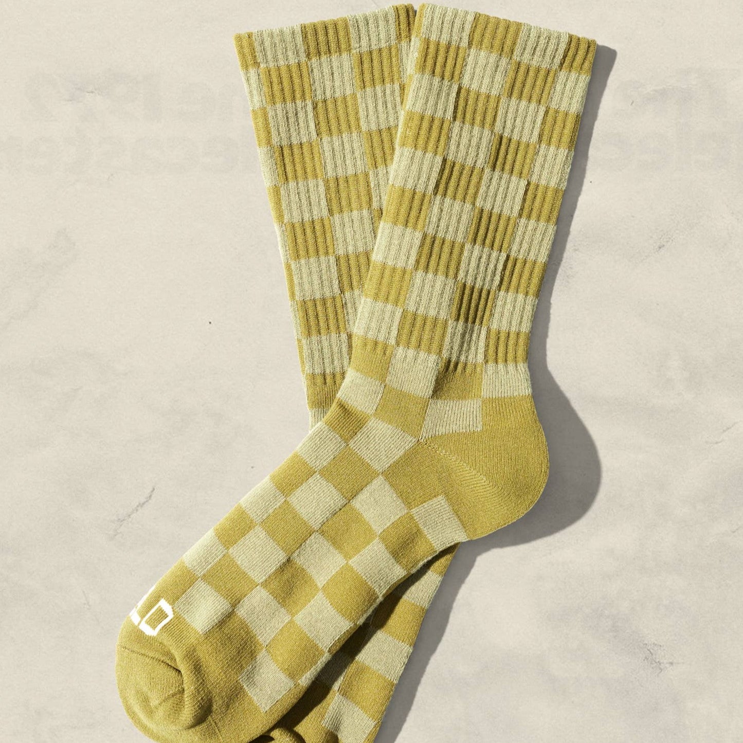 Tonal Checkerboard Socks: Cactus