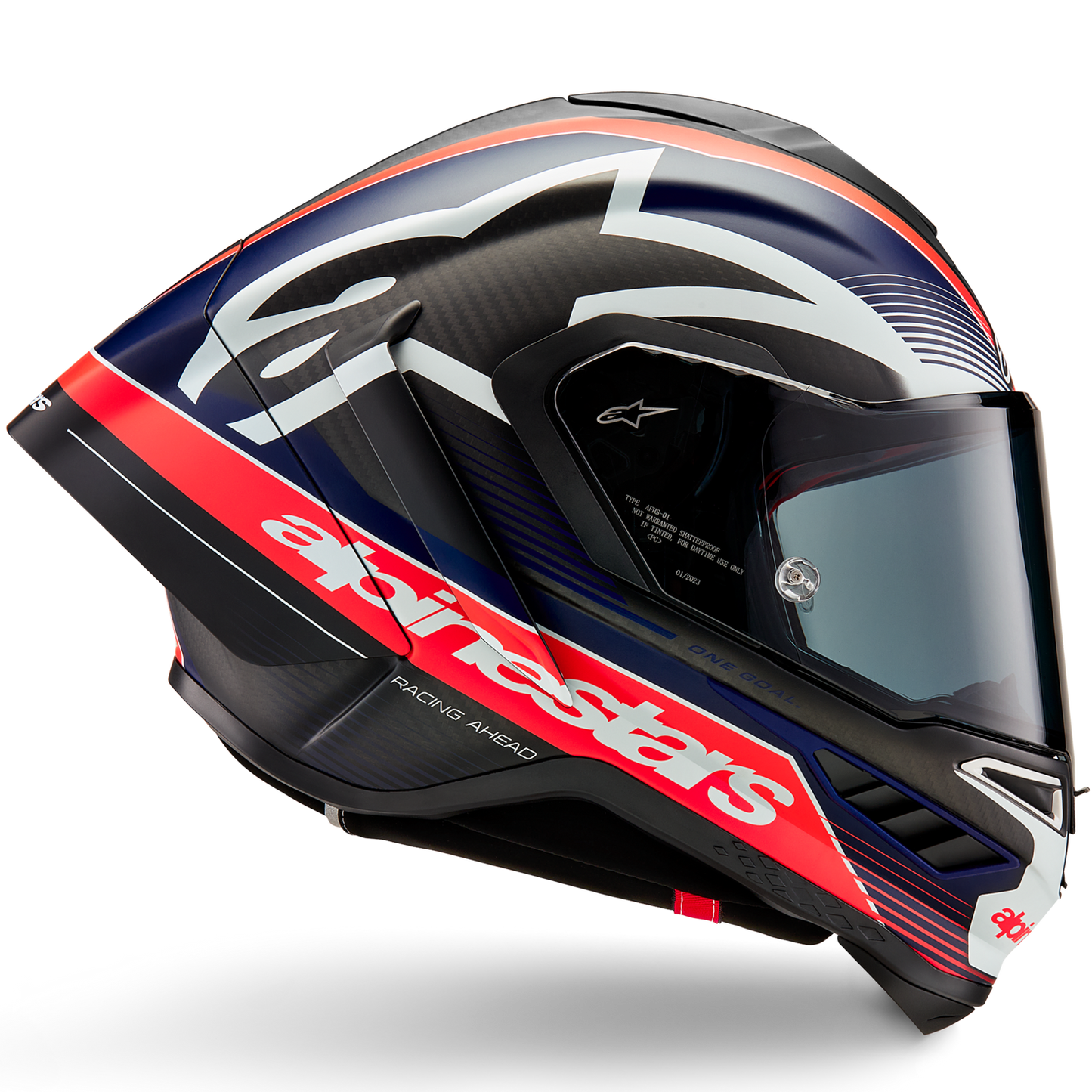 Alpinestars Supertech R10 Team Helmet - Matte Black/Carbon Red Fluo/Blue