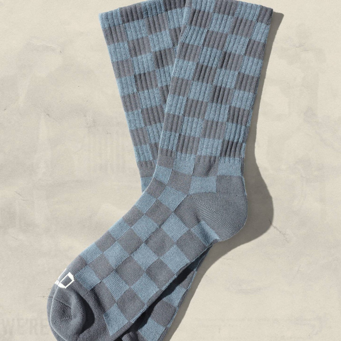 Tonal Checkerboard Socks: Slate Blue