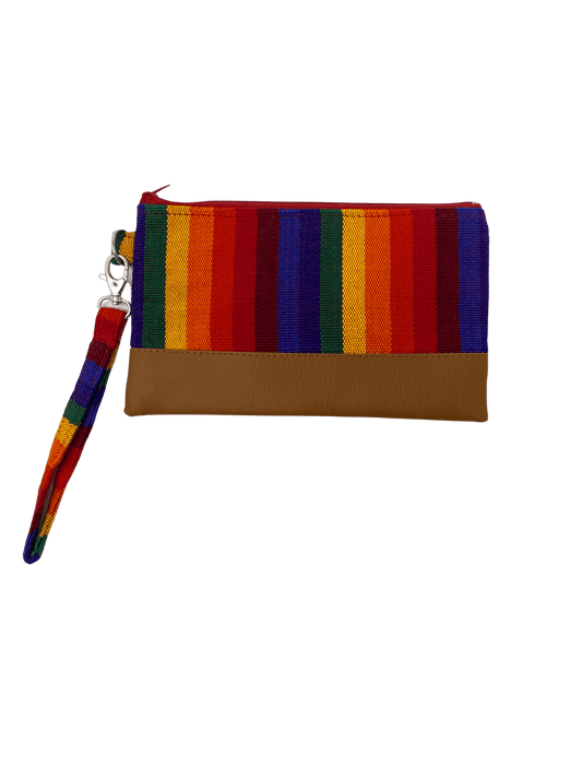 A Case of the Stripes Wristlet rainbow design front