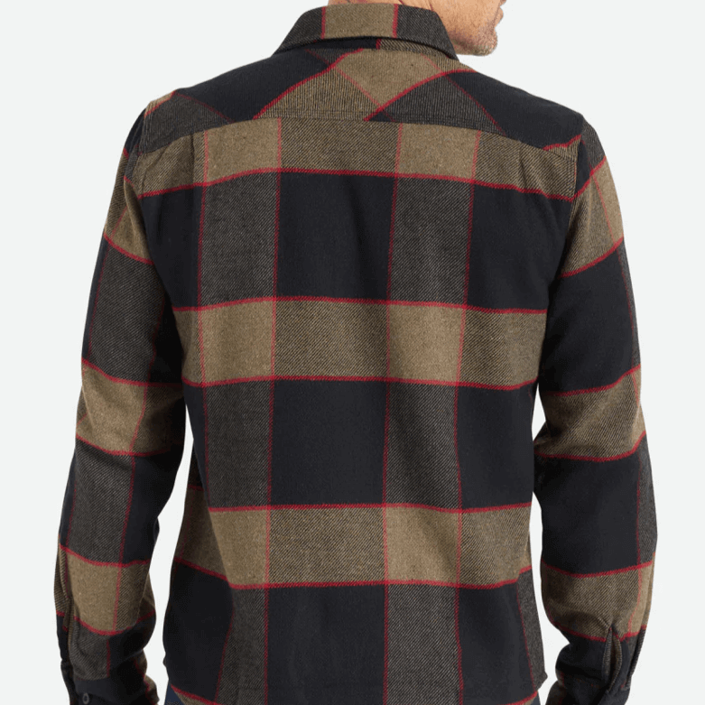 Brixton Bowery Flannel Grey/Charcoal Male Model Back