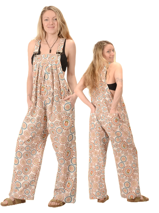 Cotton Mushroom Burst Print Overalls