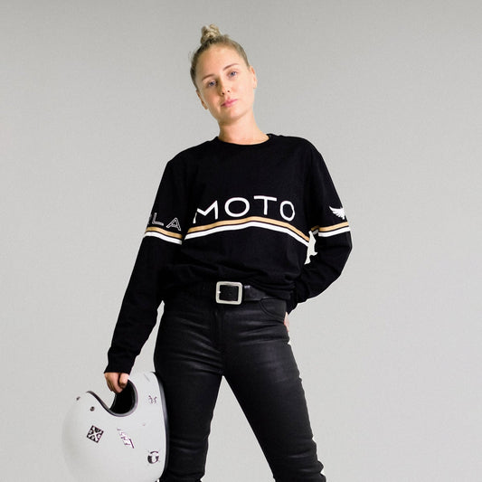 MOTO Unisex Long Sleeve Tee Black