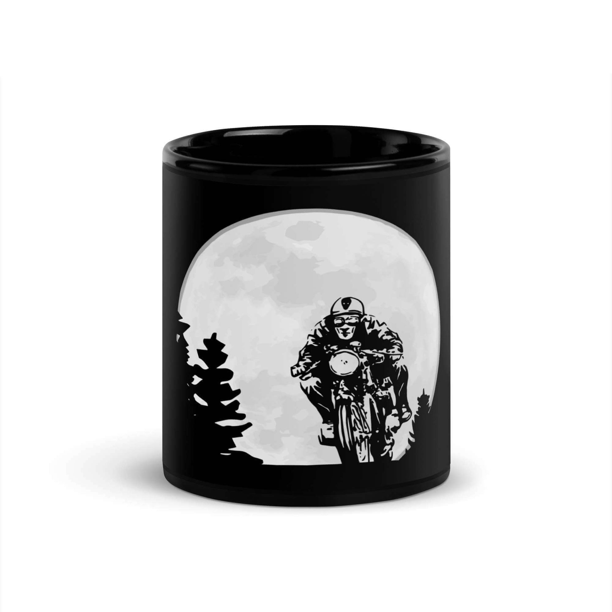 Rider On Black Coffee Mug full moon design