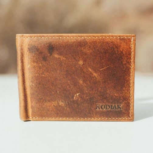 Kodiak Bifold Leather Wallet Antique Brown Front