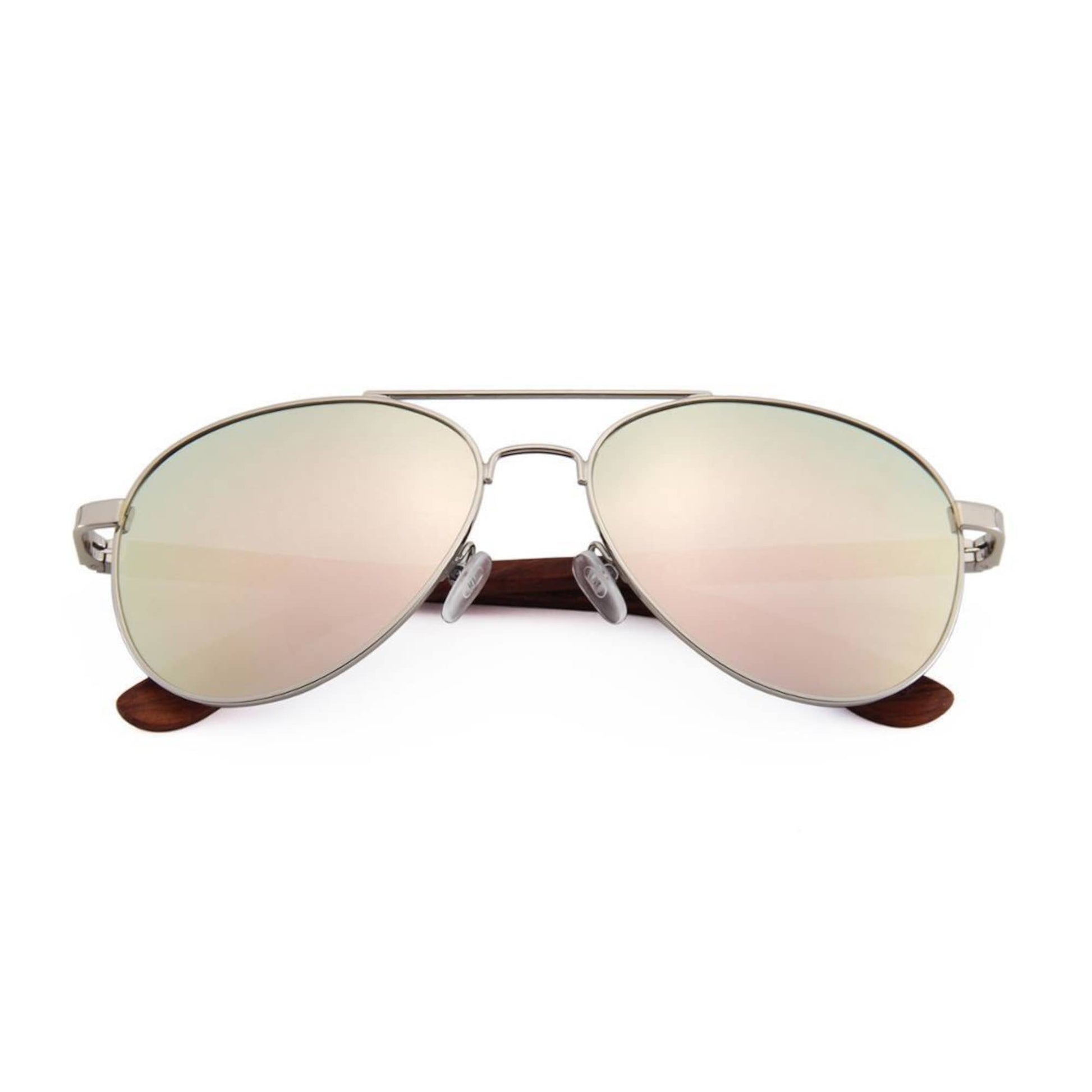 Real Zebra Wood Silver Framed Classic Aviators by WUDN folded