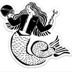Mermaid Moto Sticker with helmet and wrench