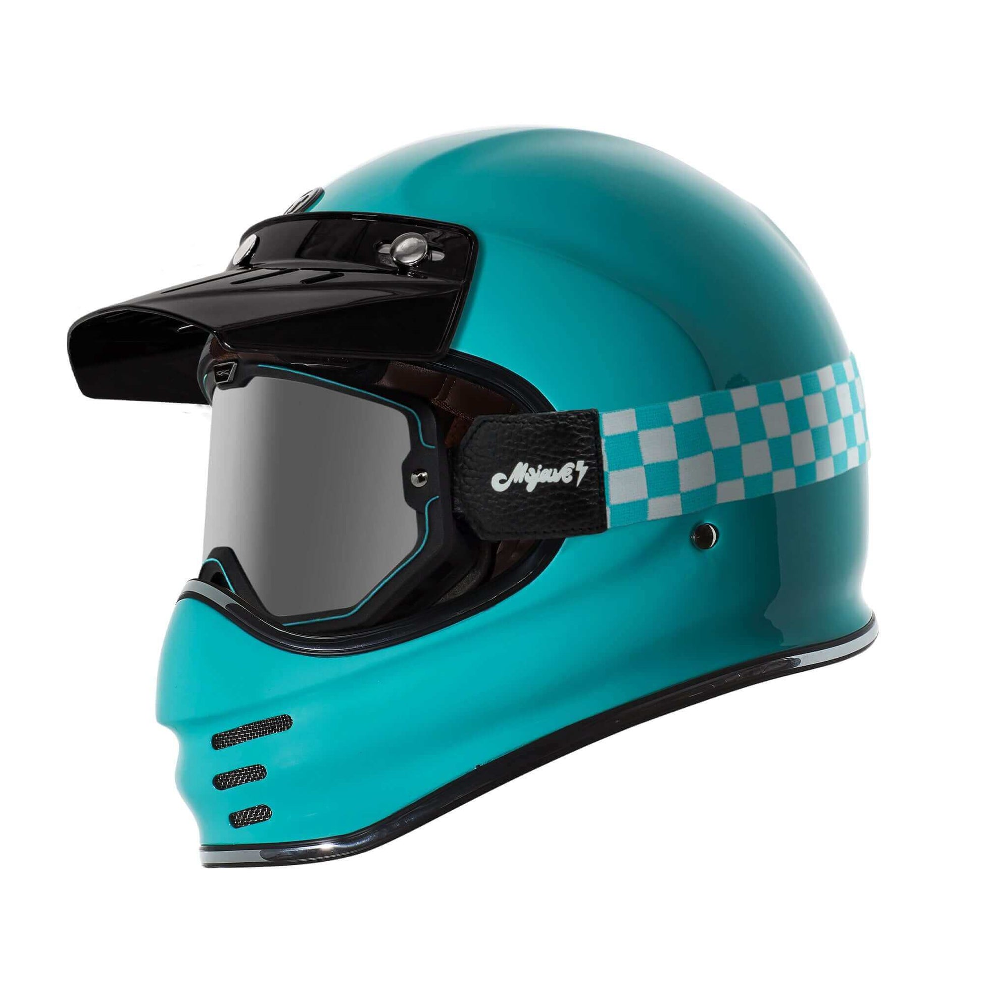 Torc Mojave Goggles Turquoise on compatible T-3 helmet