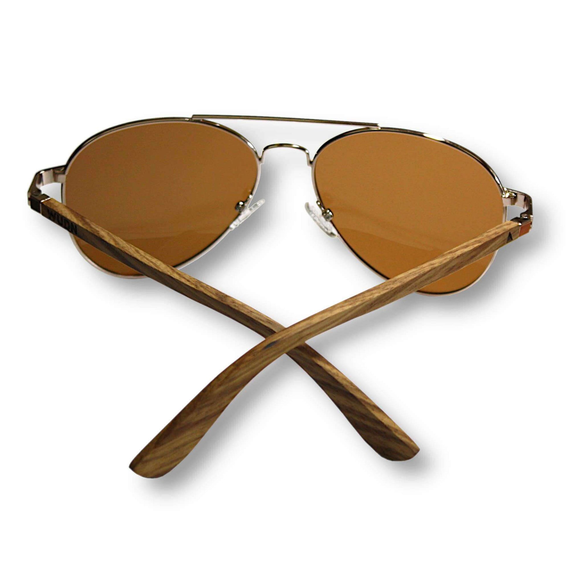 Suede Brown Silver Framed Classic Aviators by WUDN folded