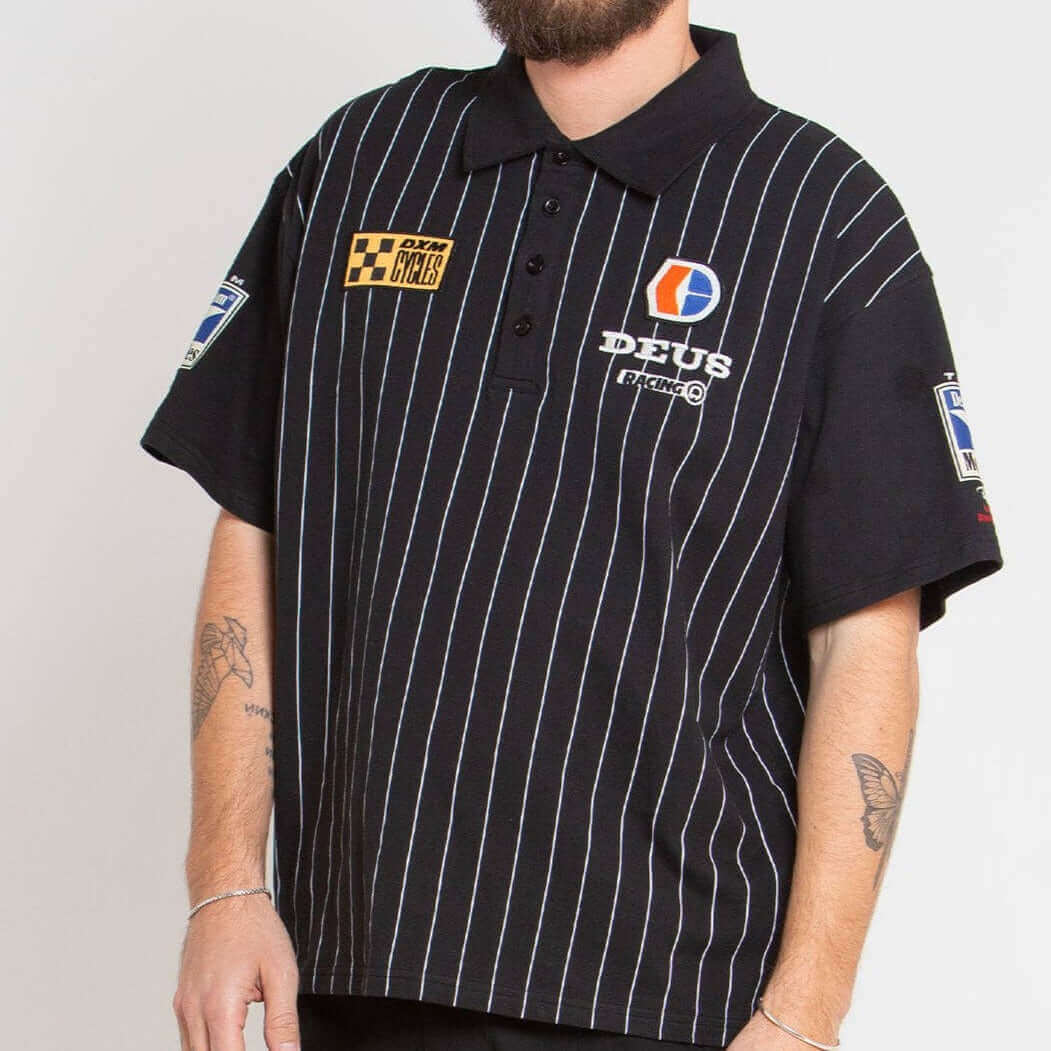 Deus Ex Machina Monaco Polo Black male model relaxed