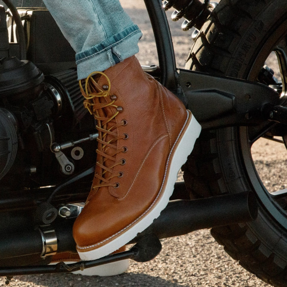 Risco - Mens Tan Leather Boots MERLA MOTO