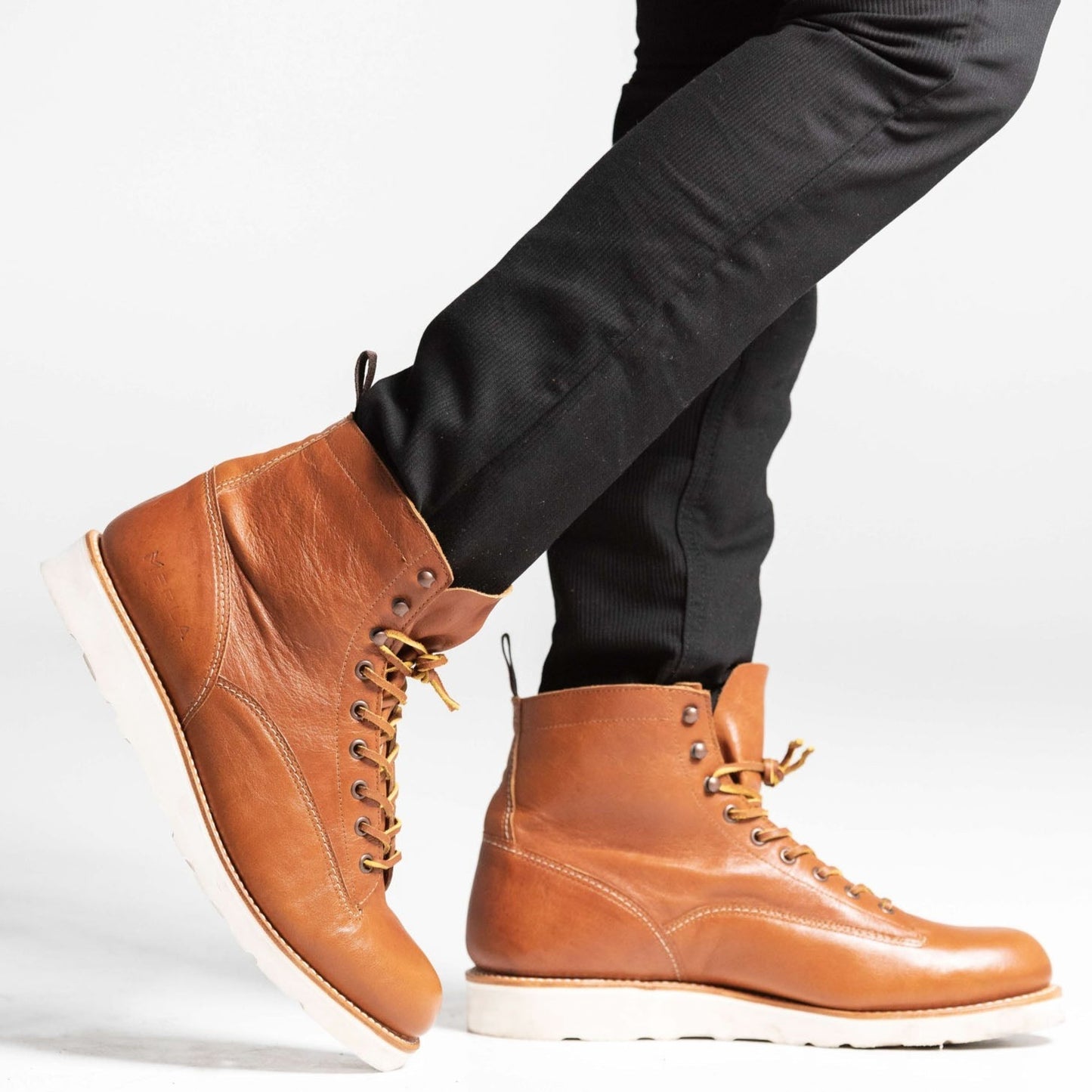 Risco - Mens Tan Leather Boots MERLA MOTO