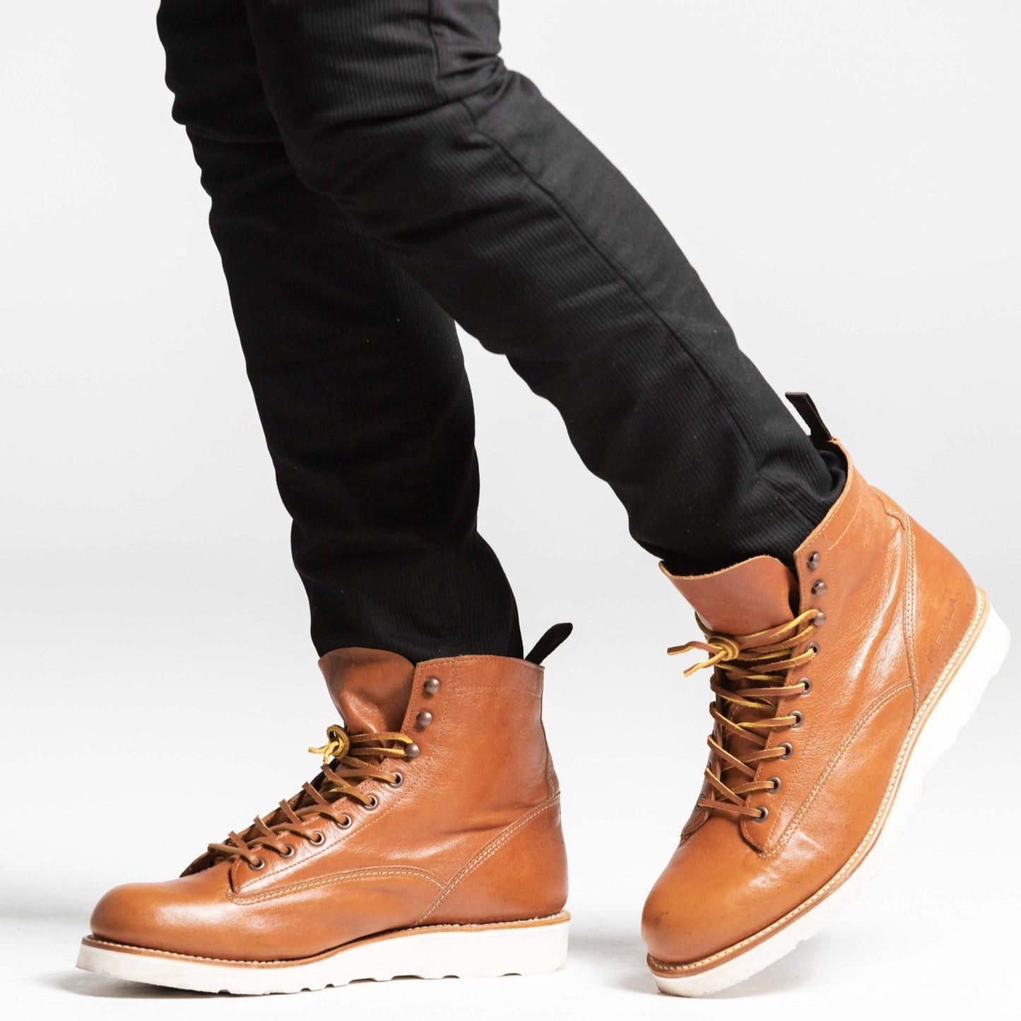 Risco - Mens Tan Leather Boots MERLA MOTO